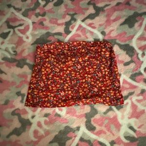 Strapless floral ditsy crop top